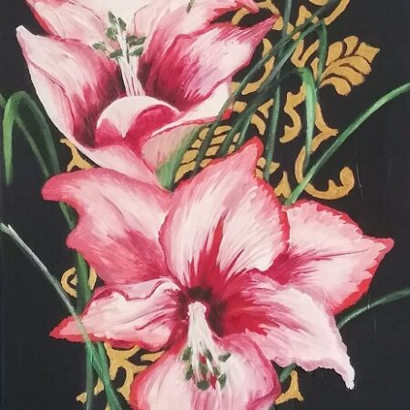 E.Langraf Lilie na czarnym tle 60x40