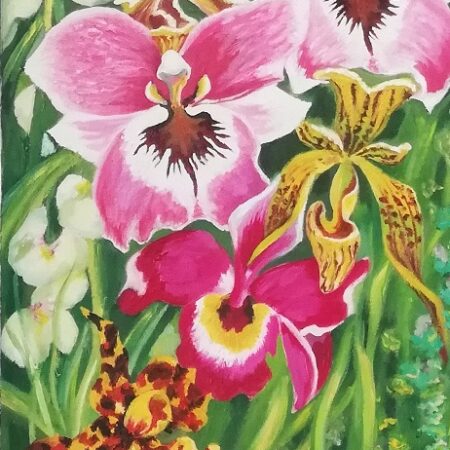 E.Langraf Lilie na zielonym tle 60x40