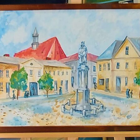 K.Błąkała wspomnienie bocheńskiego rynku 50x40 płótno olej