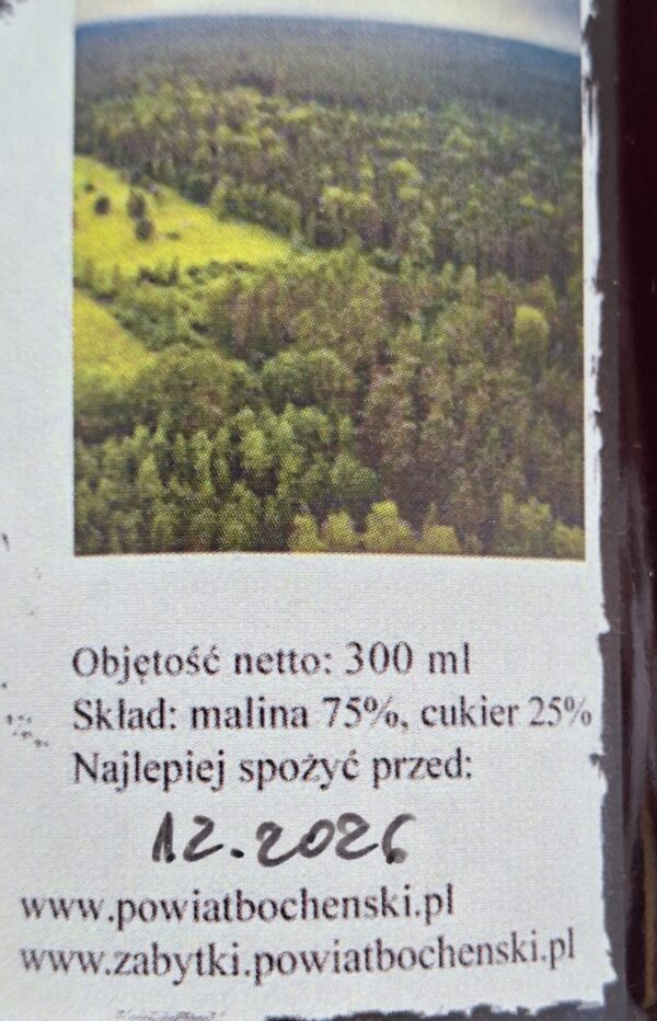 Syrop malinowy etykieta