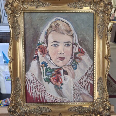 Kobieta w Krakowskiej chuście autor nieznany 46x56