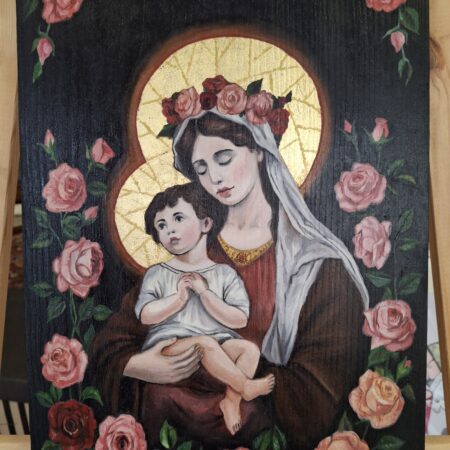 Joanna Mazińska Madonna z rózami 25x35