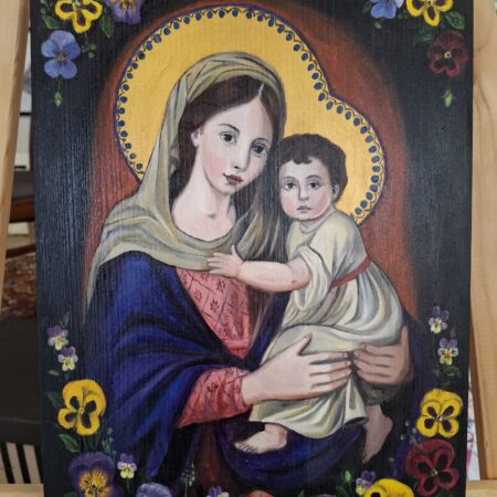 Joanna Mazińska Madonna z bratkami 25x35